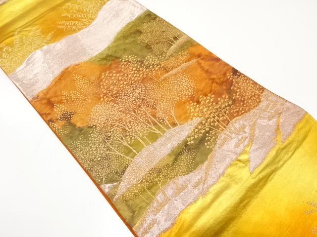 JAPANESE KIMONO / ANTIQUE FUKURO OBI / SILK / WOVEN TREES